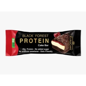 يوروكيك بريميوم لوح بروتين كيك بنكهة الكرز والشكولاته خالي من السكر 65جم 6باكيت*12حبة