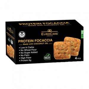 يوروكيك بريميوم خبز فوكاتشيا بروتين غني بالالياف نباتي خالي من السكر -زيت جوز الهند 180جم*8 باكيت